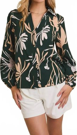 Gilli Floral Blossom Blouse In Olive Green
