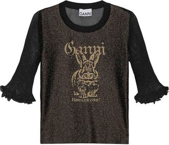 Ganni Sheer Jacquard Top