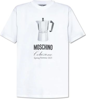 Moschino T-shirt met print - Heren - T-shirts - Wit - S - Katoen - Tops