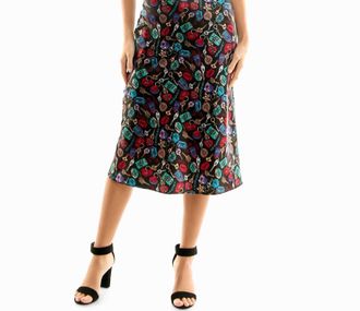 Nicole Miller Gabriella Satin Midi Slip Dress In Keys