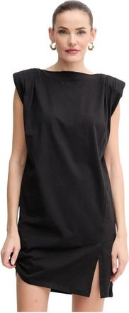 Pinko Katoenen Jurk - Dames - Korte kleedjes - Zwart - XS - Katoen - Kleedjes