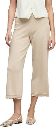 Barefoot Dreams Pointelle Hem Cotton Crop Pants in Heather Stone at Nordstrom, Size X-Small