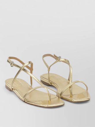 Aeyde ella flat sandals metallic strappy design