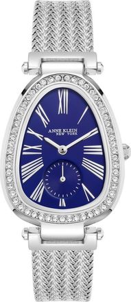Anne Klein Crystal Mesh Strap Bracelet Watch, 28mm x 40.5mm in Silver/Blue at Nordstrom Rack
