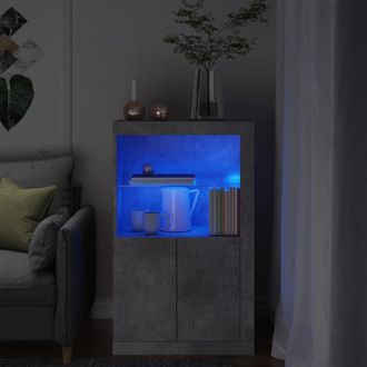 vidaXL Aparador Con Luces Led Madera De Ingenier&iacute;a Gris Hormig&oacute;n Vidaxl