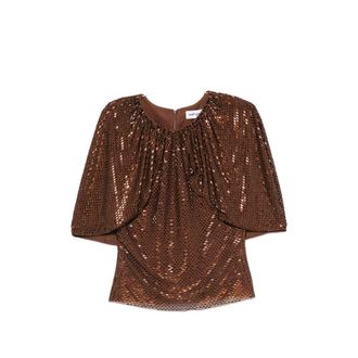 Self Portrait Sequin-embellished Gathered Top