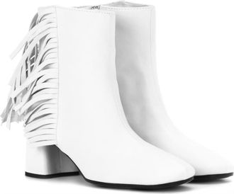 Miu Miu Prada Fringed Leather Ankle Boots Size 38.5