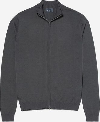 Oliver Sweeney Mens Oliver Sweeney Merino Wool Blend Zip Through Jumper - Charcoal Wool Mix - Size: 40