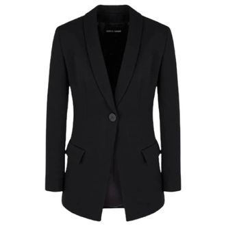 Giorgio Armani Blazers, female, Black, Size: S Black Wool Single-Breasted Jacket