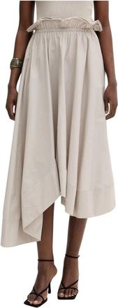 Isabelle Blanche Midi Rok - Dames - Midirokken - Beige - M - Katoen - Rokken