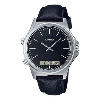 Casio Mens CASIO Dress Series Waterproof Quartz Stainless Steel Case 41.6mm Strap Watch Mens Black Analog MTP-VC01L-1E