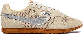 Autry Beige Windspin Perforated Suede Sneakers