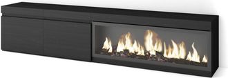 Skraut Home Skraut Home - Mueble Tv, Televisi&oacute;n, Muebles De Sal&oacute;n, Almacenaje, 210, Para Tv Hasta 80, Chimenea El&eacute;ctrica Xxl, Estilo Moderno, Negro