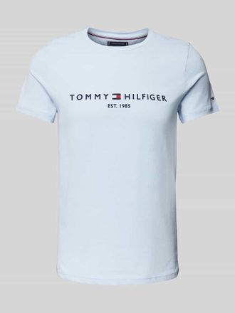Tommy Hilfiger T-Shirt mit Label-Stitching in Hellblau, Größe XXL