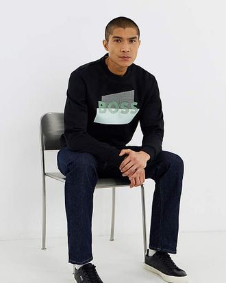 HUGO BOSS Logo Crew Sweatshirt - Black