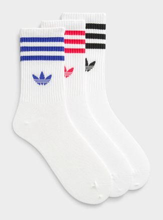 adidas Mens Three-stripe ribbed socks 3-pack