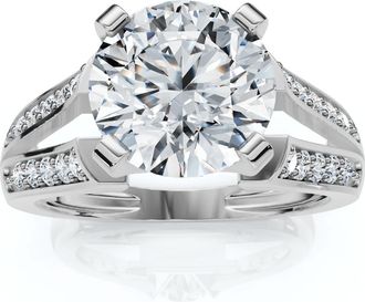 Pompeii3 Certified 2 1/5Ct Alexa Diamond Engagement Ring 14k Gold Lab Grown (2ct center)