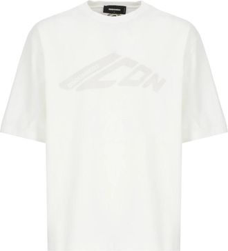 Dsquared2 Wit T-shirt met Logo Print - Heren - T-shirts - Wit - XL - Katoen - Tops