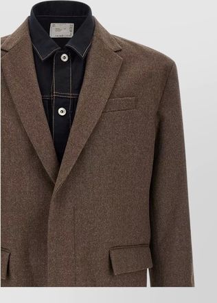 sacai wool flannel paneled coat