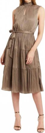 Drew Samantha Pleated Midi Dress In Bronze