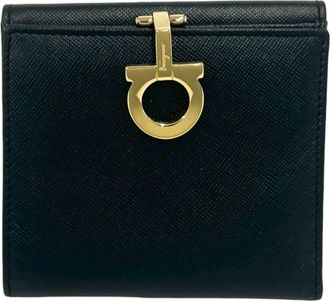 Ferragamo Black Leather Wallet (Bi-Fold) (Pre-Owned)