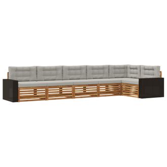 vidaXL Conjunto De Sof&aacute;s De Exterior 6 Pcs Natural Y Gris Claro Vidaxl