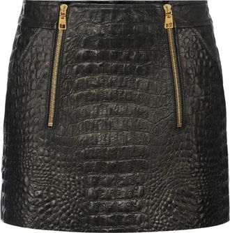 Elisabetta Franchi Minigonna con effetto coccodrillo - Nero