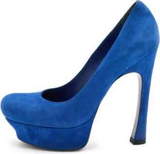 Saint Laurent 130mm suede heeled sandals - Blue