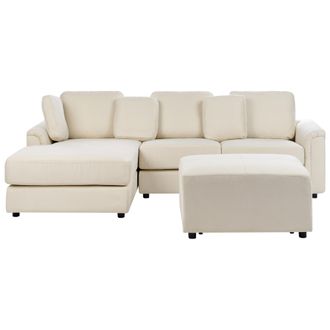 Beliani Beliani - Sof&aacute; Esquinero Moderno Con Otomana Tela Beige Claro Derecho Kohlo