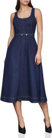 Avec Les Filles Belted Bustier Denim Dress in Royal Rinse at Nordstrom Rack, Size 12