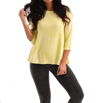 French Kyss Willow 3/4 Tie Dye Kashmira Top In Yellow