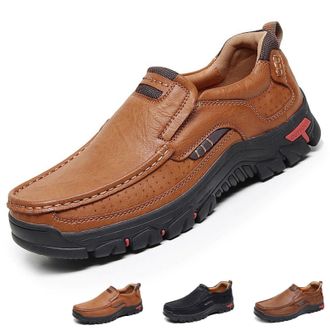 Generic Mens Handcrafted Leather Waterproof Non-Slip Orthopaedic Ankle Boots, Slip on Sports Loafers Moccasins Business Sneaker (10.5,Light Brown)