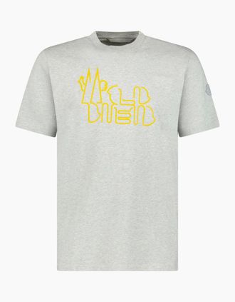 Moncler Mens Moncler Logo Print T-Shirt Grey - Size: 42