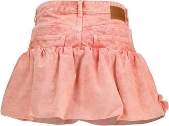 Ganni Womens Mini Bubble Skirt Denim With Appliqu&eacute; Roses Lantana Cotton