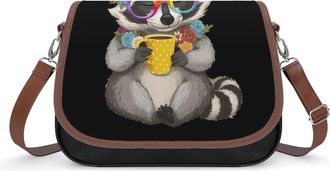 Generic Animal Raccoon Coffee Crossbody Bags for Women Shoulder Messenger Bag Purse Handbags