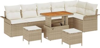 vidaXL Vidaxl - Garden Sofa Set Height-Adjustable 9 pcs Beige Poly Rattan