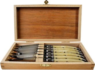 Be Home 6 Piece Steak Knife Set, Platine Pale Horn in Wood Presentation Box in Beige at Nordstrom