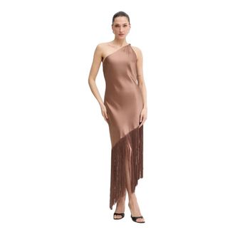 Pinko Kiwi Jurk - Dames - Feestkleedjes - Bruin - XS - Leer - Kleedjes