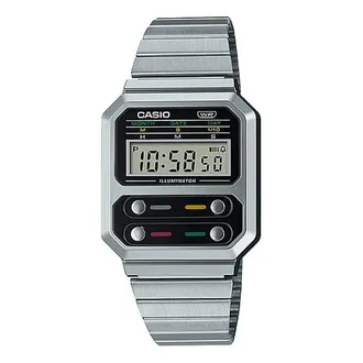 Casio Casio Youth G-Shock Digital Watch Silver Black A100WE-1A