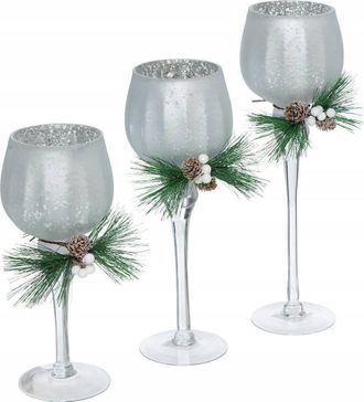 F&eacute;&eacute;ric Lights & Christmas Atmosphera Candelero Plateado Conjunto 3 Piezas 40 Cm