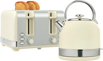 HOMCOM 1.7L 3000W Fast Boil Electric Kettle And 4 Slice Toaster Set - Cream | TJ Hughes