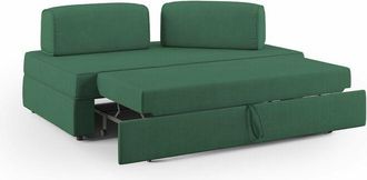 Divani.Store Divani.store - Liberty Divano senza pouf estraibile e schienali movibili in tessuto morbido impermeabile T02 160 cm verde