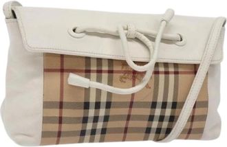 Burberry Tweedehands leren schoudertassen - Dames - Vintage Schoudertas - Beige - ONE Size - Leer - Vintage