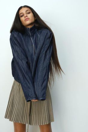 H&M Sporty Denim Jacket in Dark Denim Blue at Nordstrom, Size X-Small