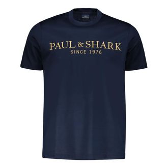 Paul & Shark T-Shirts, male, Blue, L, Embroidered Logo Cotton T-shirt
