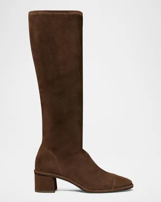 Tory Burch Cap-Toe Suede Knee-High Boots