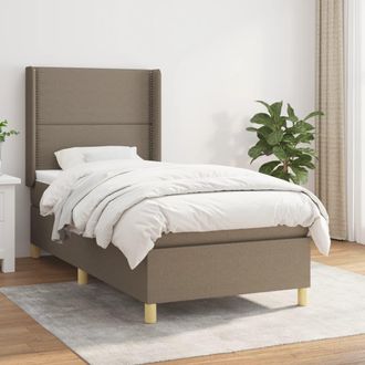 vidaXL Vidaxl - Cama Box Spring Con Colch&oacute;n Tela Gris Taupe 90x190 Cm