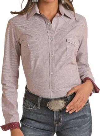 Panhandle Snap Stripe Shirt In Burgundy