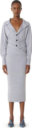 Lanvin Draped Midi Skirt In Wool in Light Grey at Nordstrom, Size X-Large Eu