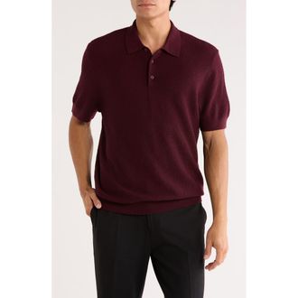 Nordstrom Textured Merino Wool Polo in Burgundy Field at Nordstrom Rack, Size Xx-Large